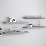NNEVL Floating Wall Shelves 4 pcs Grey 80x23.5x3.8 cm MDF