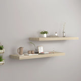 NNEVL Floating Wall Shelves 2 pcs Oak 80x23.5x3.8 cm MDF