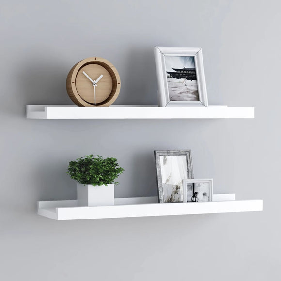 NNEVL Picture Frame Ledge Shelves 2 pcs White 60x9x3 cm MDF