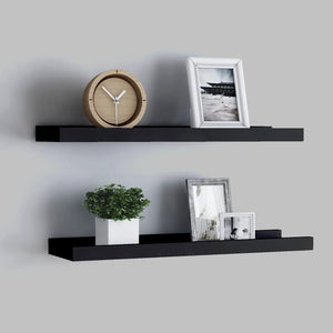 NNEVL Picture Frame Ledge Shelves 2 pcs Black 40x9x3 cm MDF