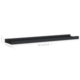 NNEVL Picture Frame Ledge Shelves 2 pcs Black 60x9x3 cm MDF