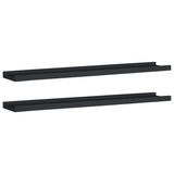 NNEVL Picture Frame Ledge Shelves 2 pcs Black 80x9x3 cm MDF