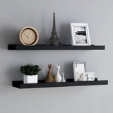 NNEVL Picture Frame Ledge Shelves 2 pcs Black 80x9x3 cm MDF