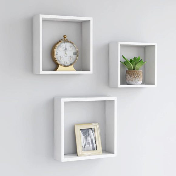 NNEVL Wall Cube Shelves 3 pcs White MDF