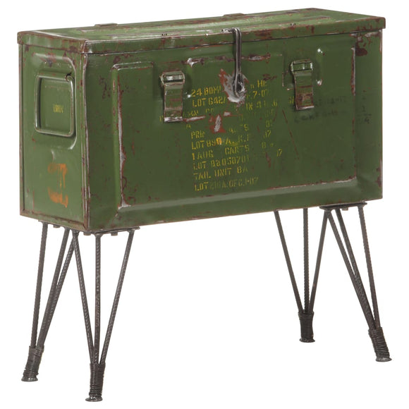 NNEVL Storage Trunk Military Style 68x24x66 cm Iron