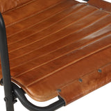 NNEVL Relaxing Armchair with a Footrest Brown Real Leather