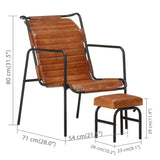 NNEVL Relaxing Armchair with a Footrest Brown Real Leather