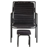 NNEVL Relaxing Armchair with a Footrest Black Real Leather