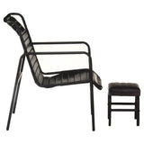 NNEVL Relaxing Armchair with a Footrest Black Real Leather