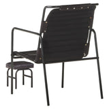NNEVL Relaxing Armchair with a Footrest Black Real Leather