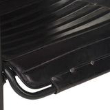 NNEVL Relaxing Armchair with a Footrest Black Real Leather