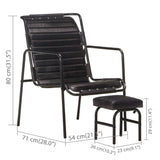NNEVL Relaxing Armchair with a Footrest Black Real Leather