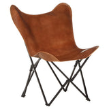 NNEVL Foldable Butterfly Chair Brown Real Leather