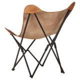 NNEVL Foldable Butterfly Chair Brown Real Leather