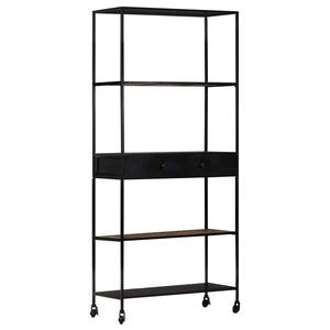 NNEVL Book Cabinet 90x35x180 cm Rough Mango Wood & Iron