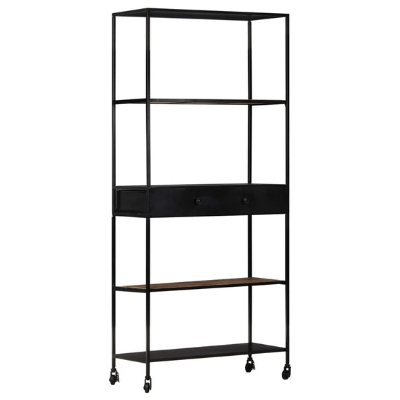 NNEVL Book Cabinet 90x35x180 cm Rough Mango Wood & Iron