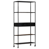 NNEVL Book Cabinet 90x35x180 cm Rough Mango Wood & Iron