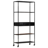 NNEVL Book Cabinet 90x35x180 cm Rough Mango Wood & Iron