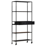 NNEVL Book Cabinet 90x35x180 cm Rough Mango Wood & Iron