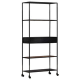 NNEVL Book Cabinet 90x35x180 cm Rough Mango Wood & Iron