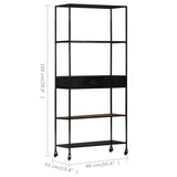 NNEVL Book Cabinet 90x35x180 cm Rough Mango Wood & Iron