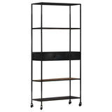 NNEVL Book Cabinet 90x35x180 cm Rough Mango Wood & Iron