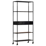 NNEVL Book Cabinet 90x35x180 cm Rough Mango Wood & Iron