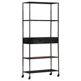 NNEVL Book Cabinet 90x35x180 cm Rough Mango Wood & Iron