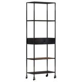 NNEVL Book Cabinet 60x35x180 cm Rough Mango Wood & Iron