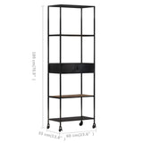 NNEVL Book Cabinet 60x35x180 cm Rough Mango Wood & Iron
