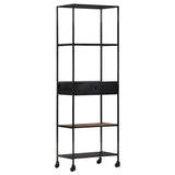 NNEVL Book Cabinet 60x35x180 cm Rough Mango Wood & Iron