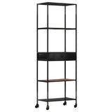 NNEVL Book Cabinet 60x35x180 cm Rough Mango Wood & Iron