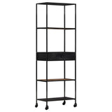 NNEVL Book Cabinet 60x35x180 cm Rough Mango Wood & Iron