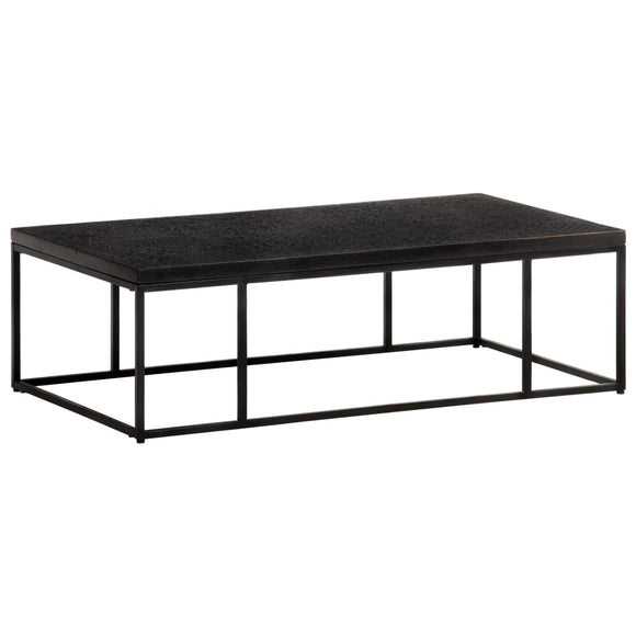 NNEVL Coffee Table Carved Top Black 110x60x34 cm Solid Mango Wood