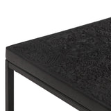 NNEVL Coffee Table Carved Top Black 110x60x34 cm Solid Mango Wood