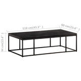 NNEVL Coffee Table Carved Top Black 110x60x34 cm Solid Mango Wood