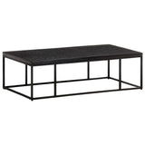 NNEVL Coffee Table Carved Top Black 110x60x34 cm Solid Mango Wood