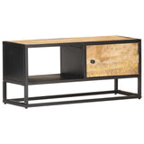 NNEVL TV Cabinet with Carved Door 90x30x40 cm Rough Mango Wood