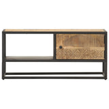 NNEVL TV Cabinet with Carved Door 90x30x40 cm Rough Mango Wood