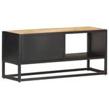 NNEVL TV Cabinet with Carved Door 90x30x40 cm Rough Mango Wood