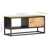 NNEVL TV Cabinet with Carved Door 90x30x40 cm Rough Mango Wood