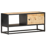 NNEVL TV Cabinet with Carved Door 90x30x40 cm Rough Mango Wood