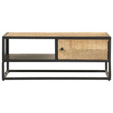 NNEVL Coffee Table with Carved Door 90x55x36 cm Rough Mango Wood