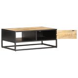 NNEVL Coffee Table with Carved Door 90x55x36 cm Rough Mango Wood