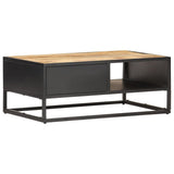 NNEVL Coffee Table with Carved Door 90x55x36 cm Rough Mango Wood