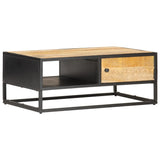 NNEVL Coffee Table with Carved Door 90x55x36 cm Rough Mango Wood
