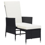 NNEVL Reclining Garden Chair with Cushions Poly Rattan Black