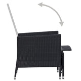NNEVL Reclining Garden Chair with Cushions Poly Rattan Black