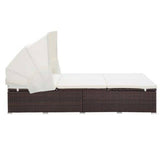 NNEVL 2-Person Sunbed with Cushion Poly Rattan Brown