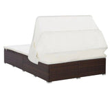 NNEVL 2-Person Sunbed with Cushion Poly Rattan Brown